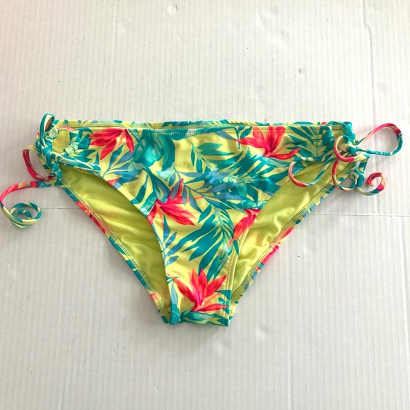 Tropical Plants Bikini bottom‎ Vibrant Xhilaration Tie sides Cheeky Women’s L - Picture 1 of 8